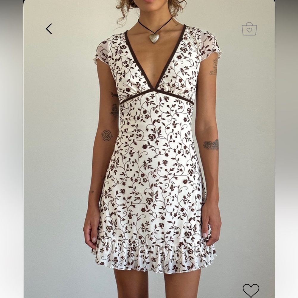NWT Motel Rocks Brown and White Melva Mini Dress